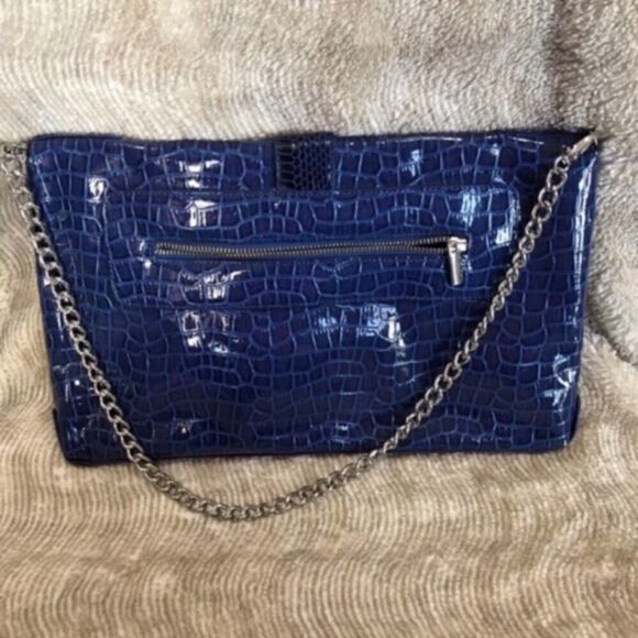 WHITE HOUSE BLACK MARKET Envelope Bag Blue EUC - Picture 7 of 7